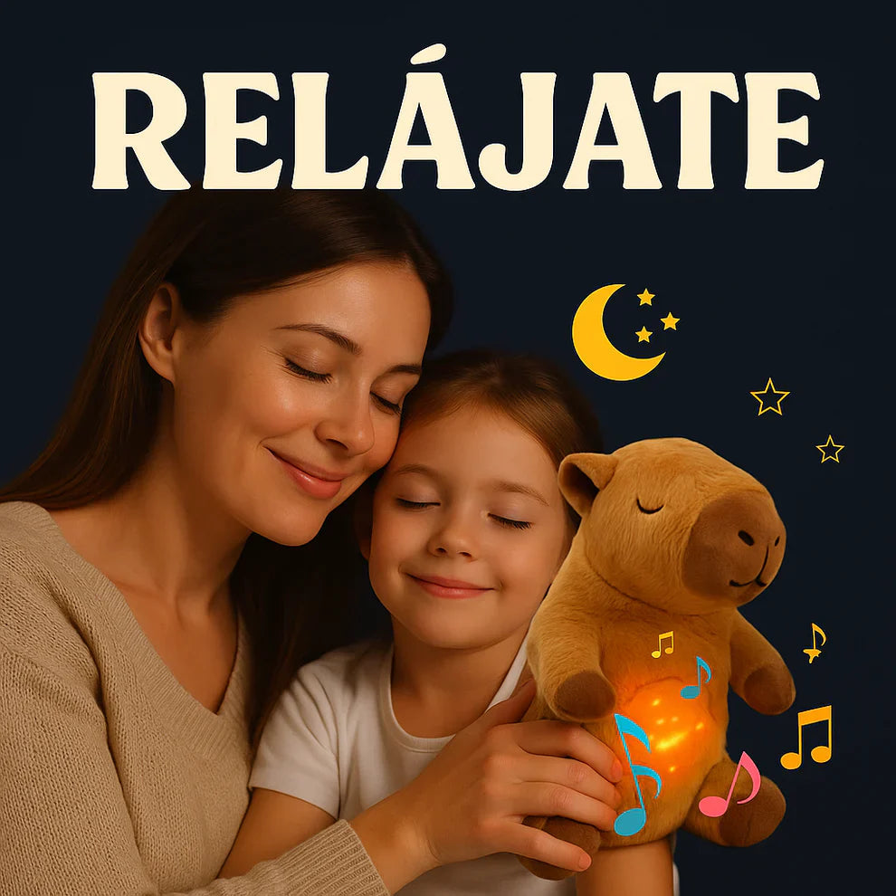 PELUCHE CAPIBARA DE RESPIRACIÓN CON MÚSICA RELAJANTE Y LUZ SUAVE ✨ Noah Tienda