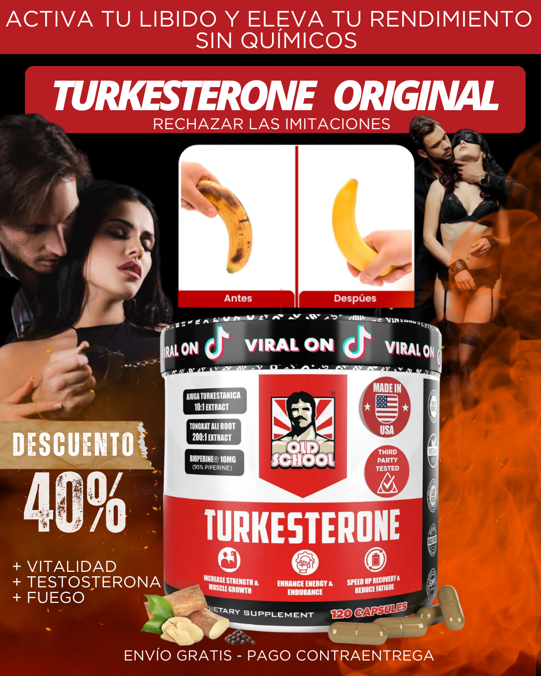 TURKESTERONE PRO OLD SCHOOL ORIGINAL - 120 CAPS - Potncia tu fuerza y crescim Tienda Colombia