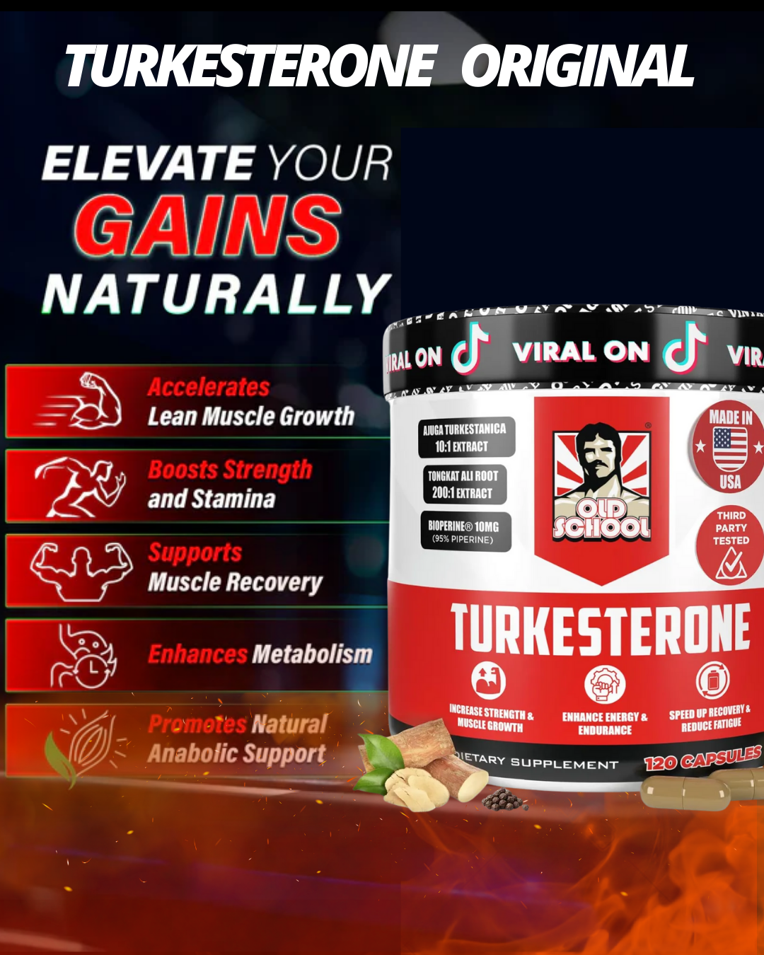 TURKESTERONE PRO OLD SCHOOL ORIGINAL - 120 CAPS - Potncia tu fuerza y crescim Tienda Colombia