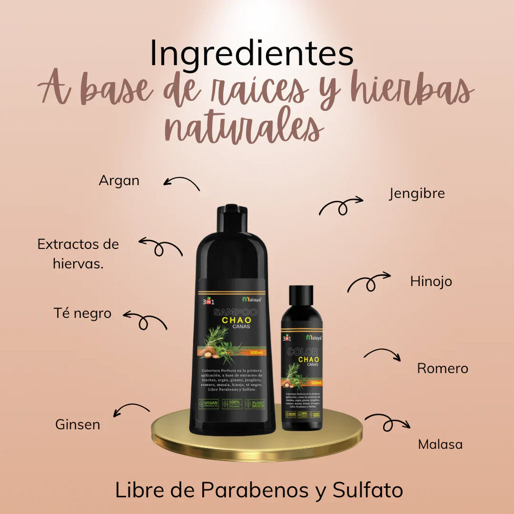 SHAMPOO CHAO  CANAS + TRATMIENTO La Yupi!