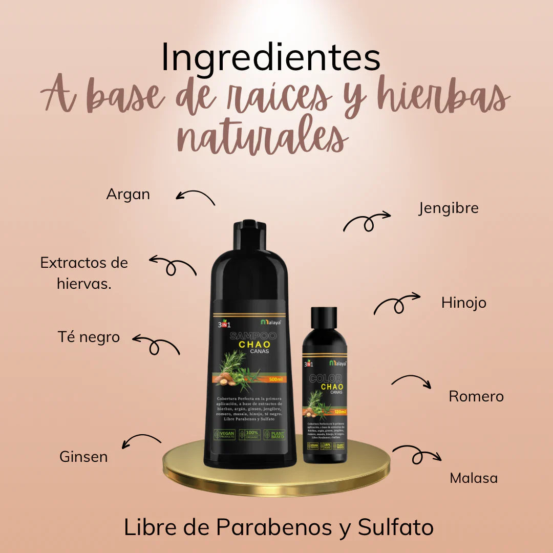 SHAMPOO CHAO  CANAS + TRATMIENTO La Yupi!