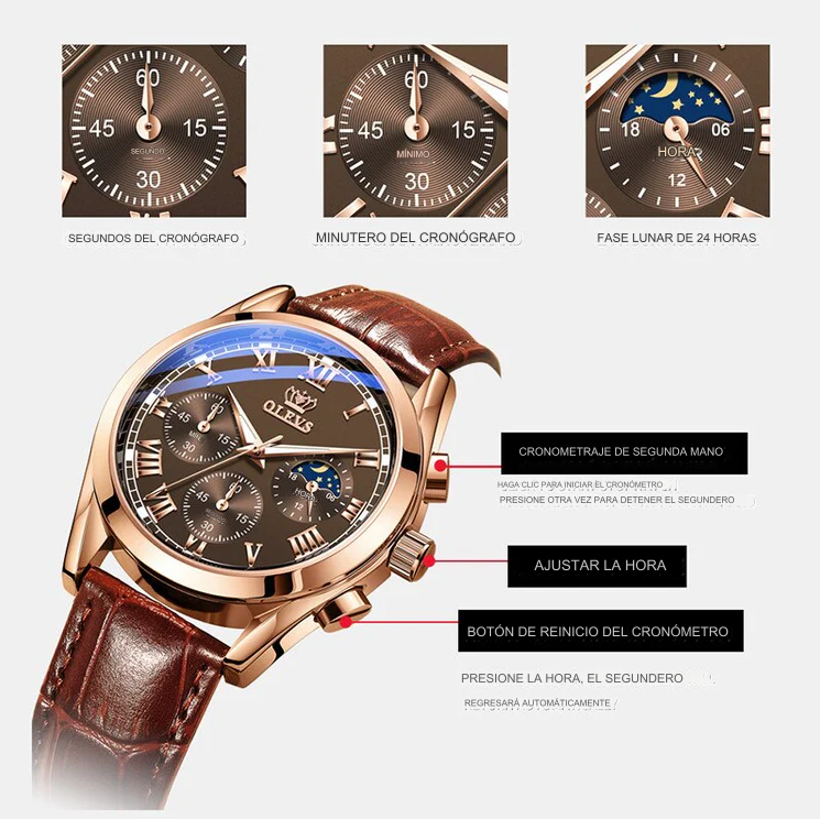 Reloj de cuero genuino OLEVS - PREMIUM Dankat