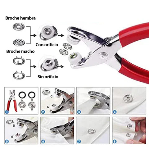 kit Ⓡ Remachadora De Botones A Presión Mas 200 Broches Dankat