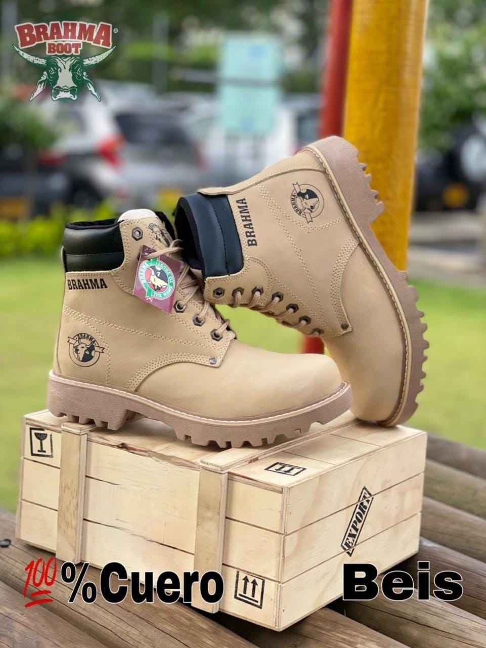 BOTA BRAHMA CLASICA CUERO + CAJA Minha loja