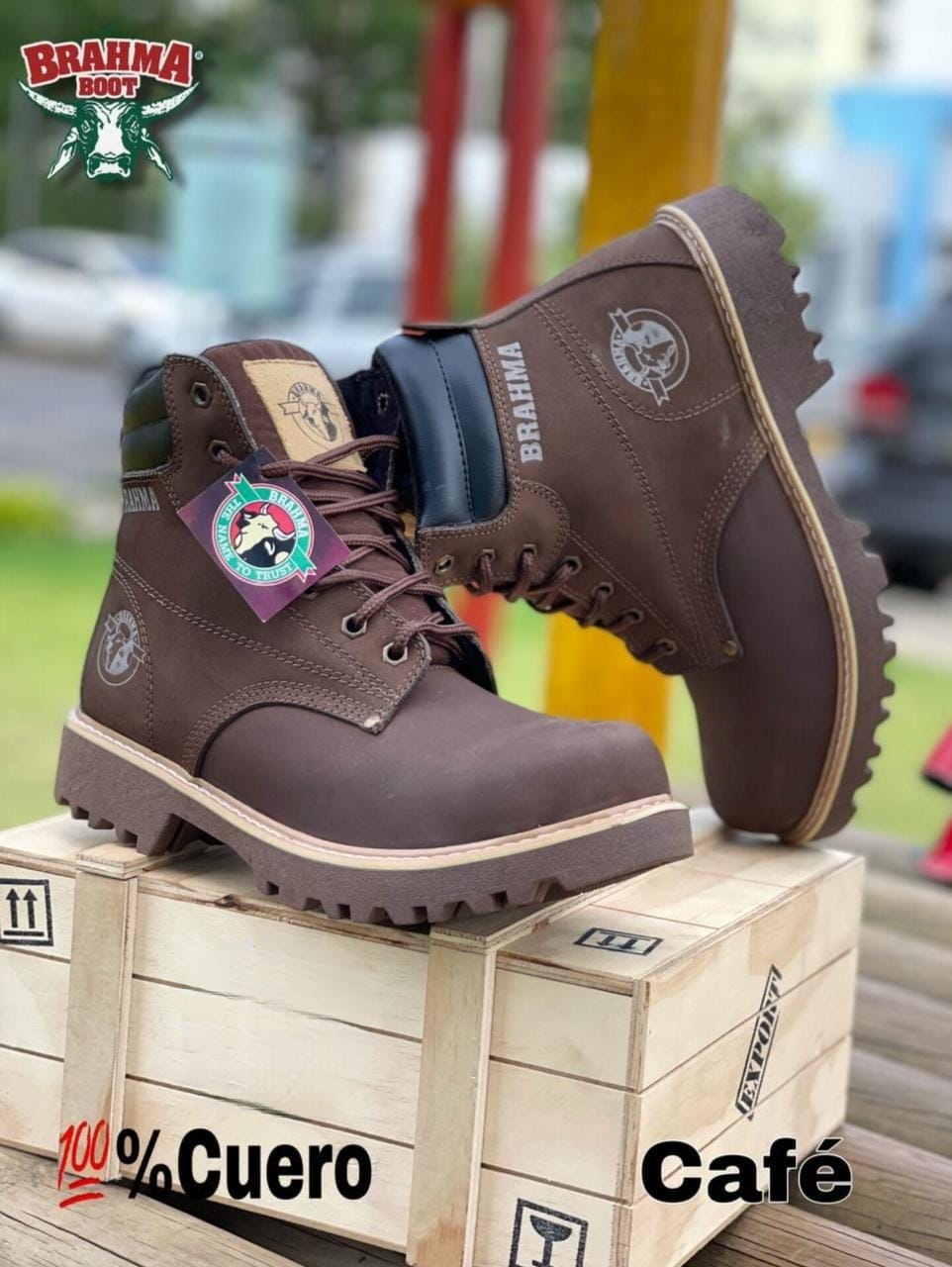 BOTA BRAHMA CLASICA CUERO + CAJA Minha loja