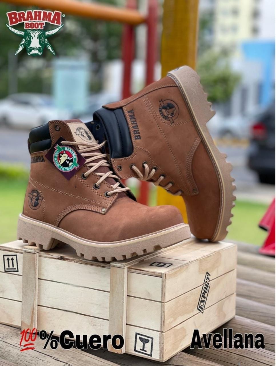 BOTA BRAHMA CLASICA CUERO + CAJA Minha loja