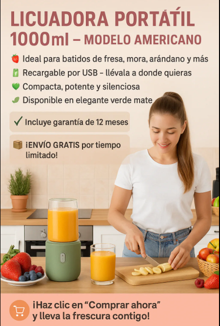 LICUADORA PORTATIL 500 ml ¡TU BATIDO AL MOMENTO! Tienda Colombia