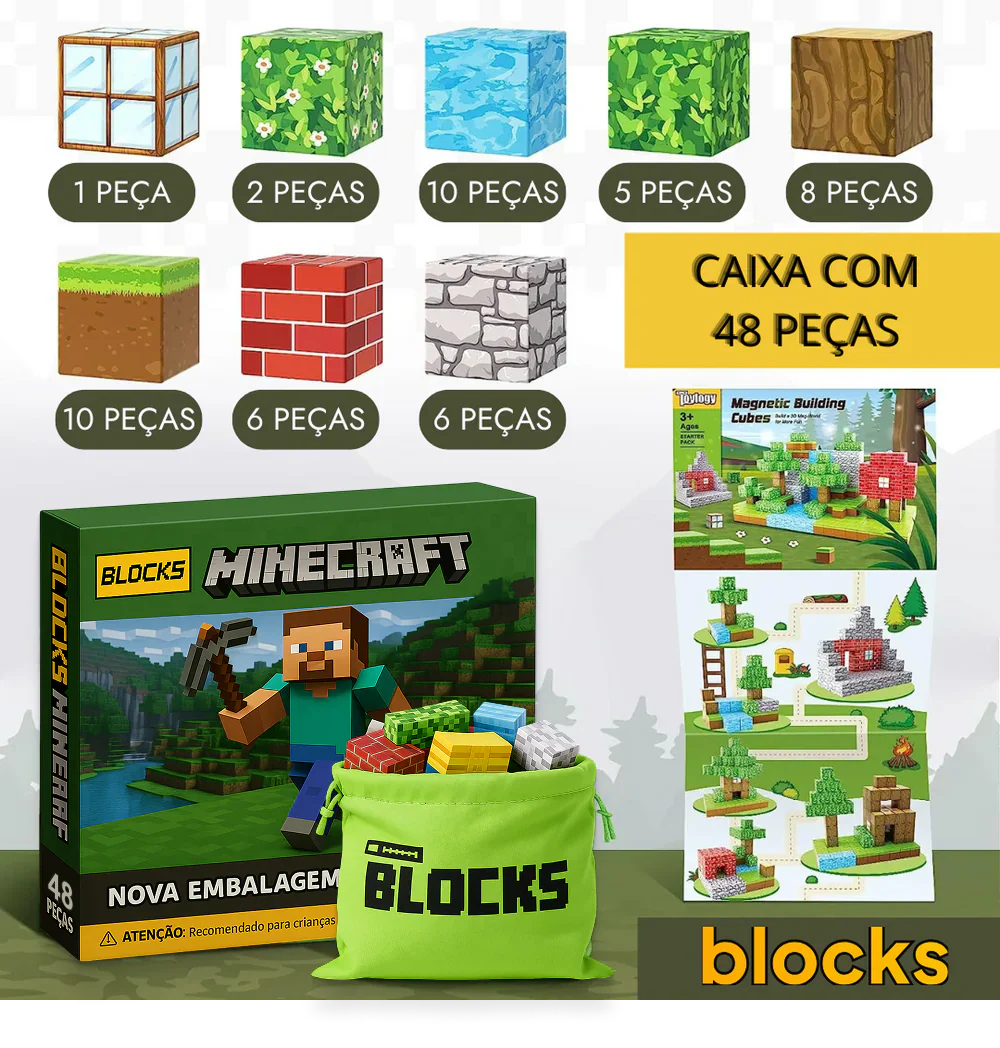 Bloques de construcción magnéticos - 48/64/75 piezas [+5 figuras GRATIS] Noah Tienda