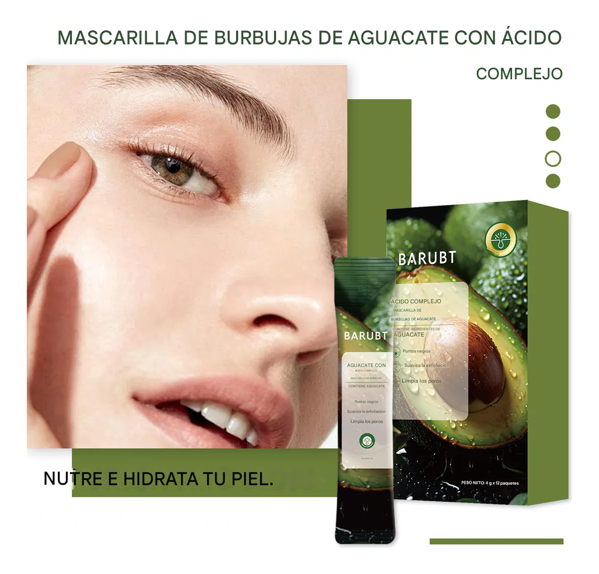 Mascarilla Facial De Burbujas De Aguacate - BARUBT Dankat